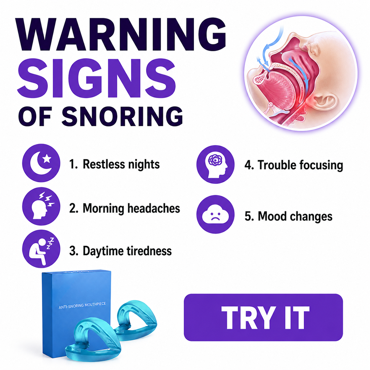 Adjustable Anti-Snoring Mouthpiece – 2 Pack