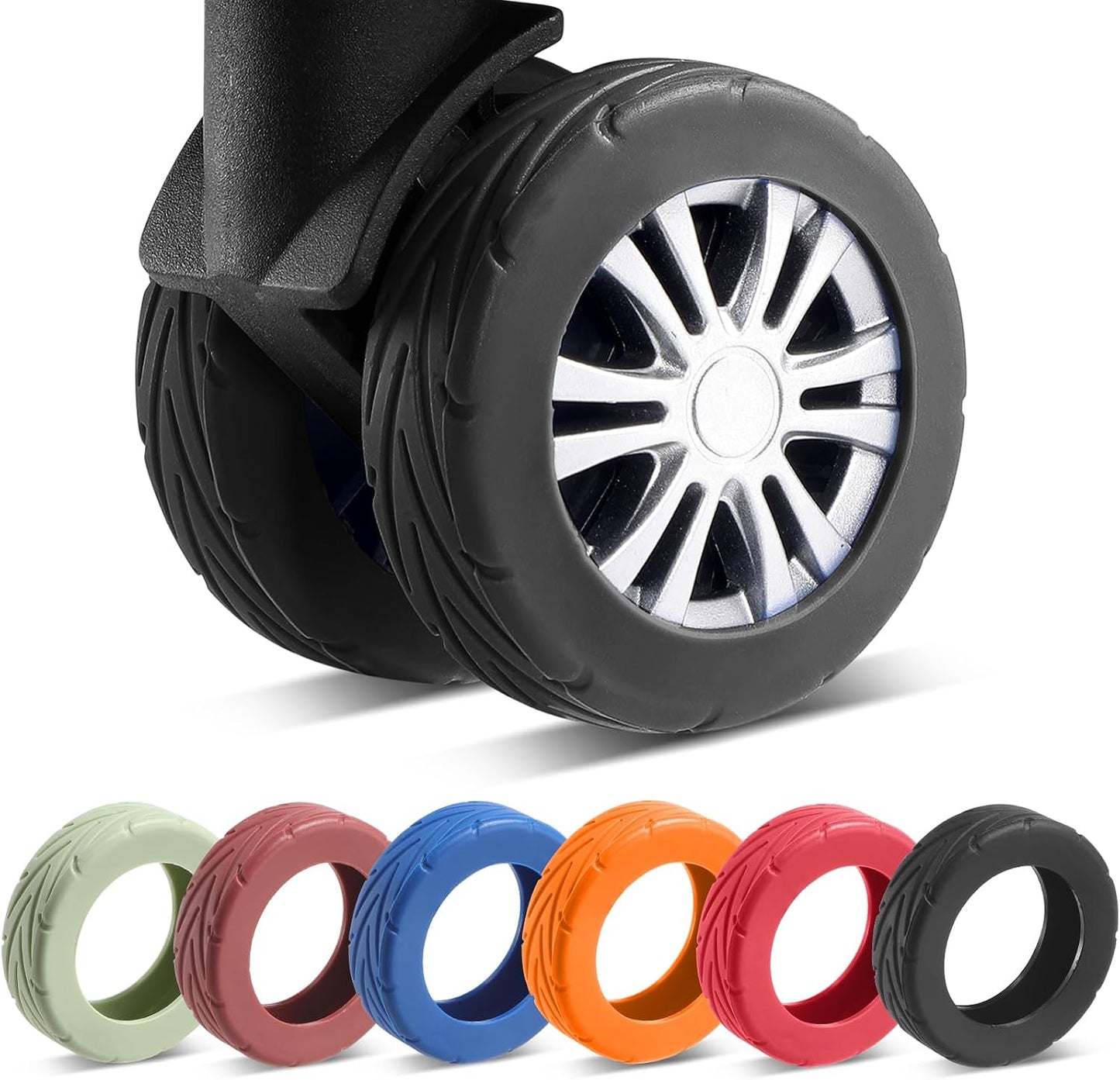 Silicone Luggage Wheel Protector Covers – 8 Pack