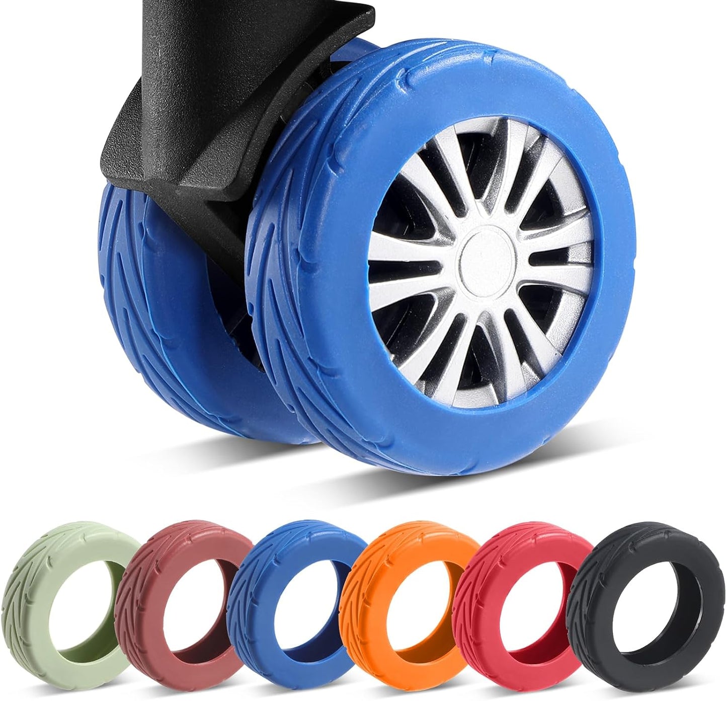 Silicone Luggage Wheel Protector Covers – 8 Pack