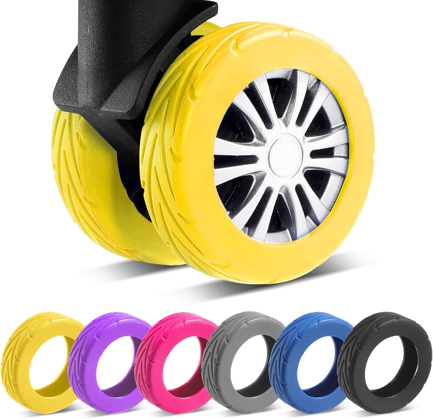 Silicone Luggage Wheel Protector Covers – 8 Pack