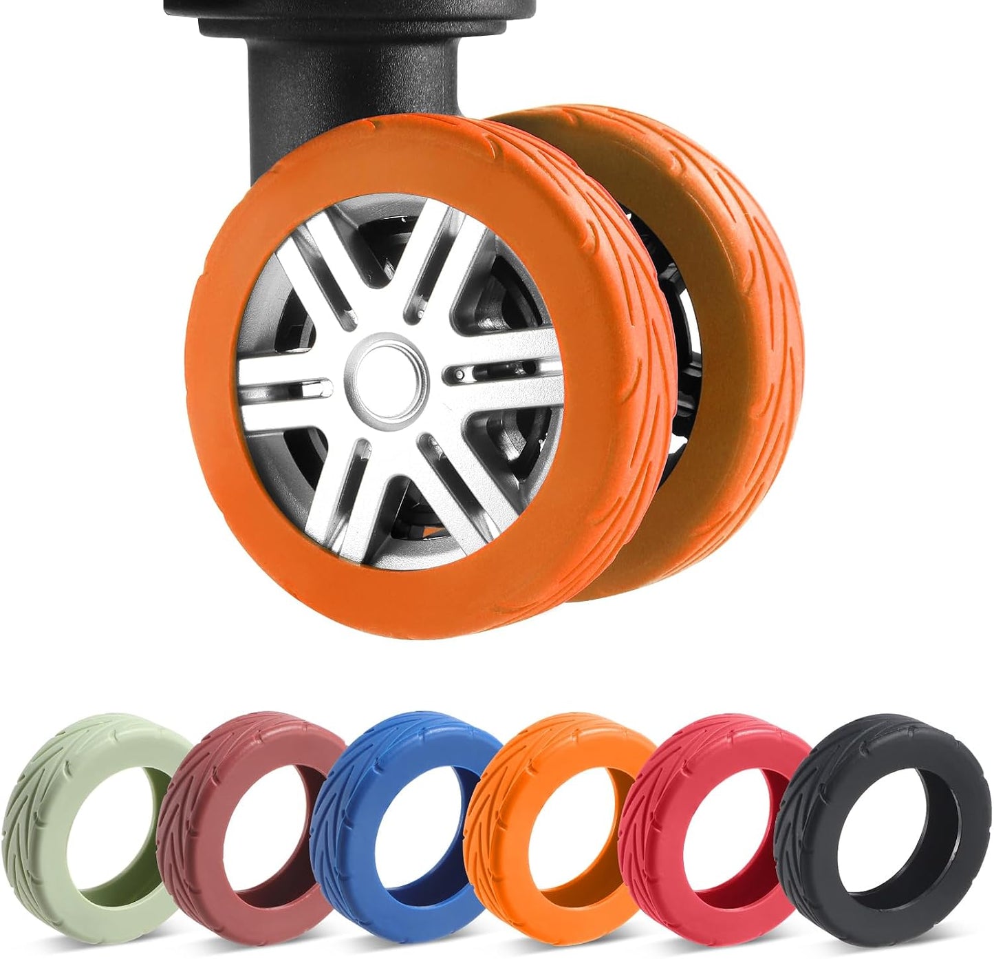 Silicone Luggage Wheel Protector Covers – 8 Pack