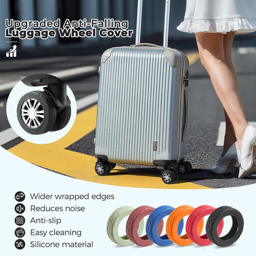 Silicone Luggage Wheel Protector Covers – 8 Pack