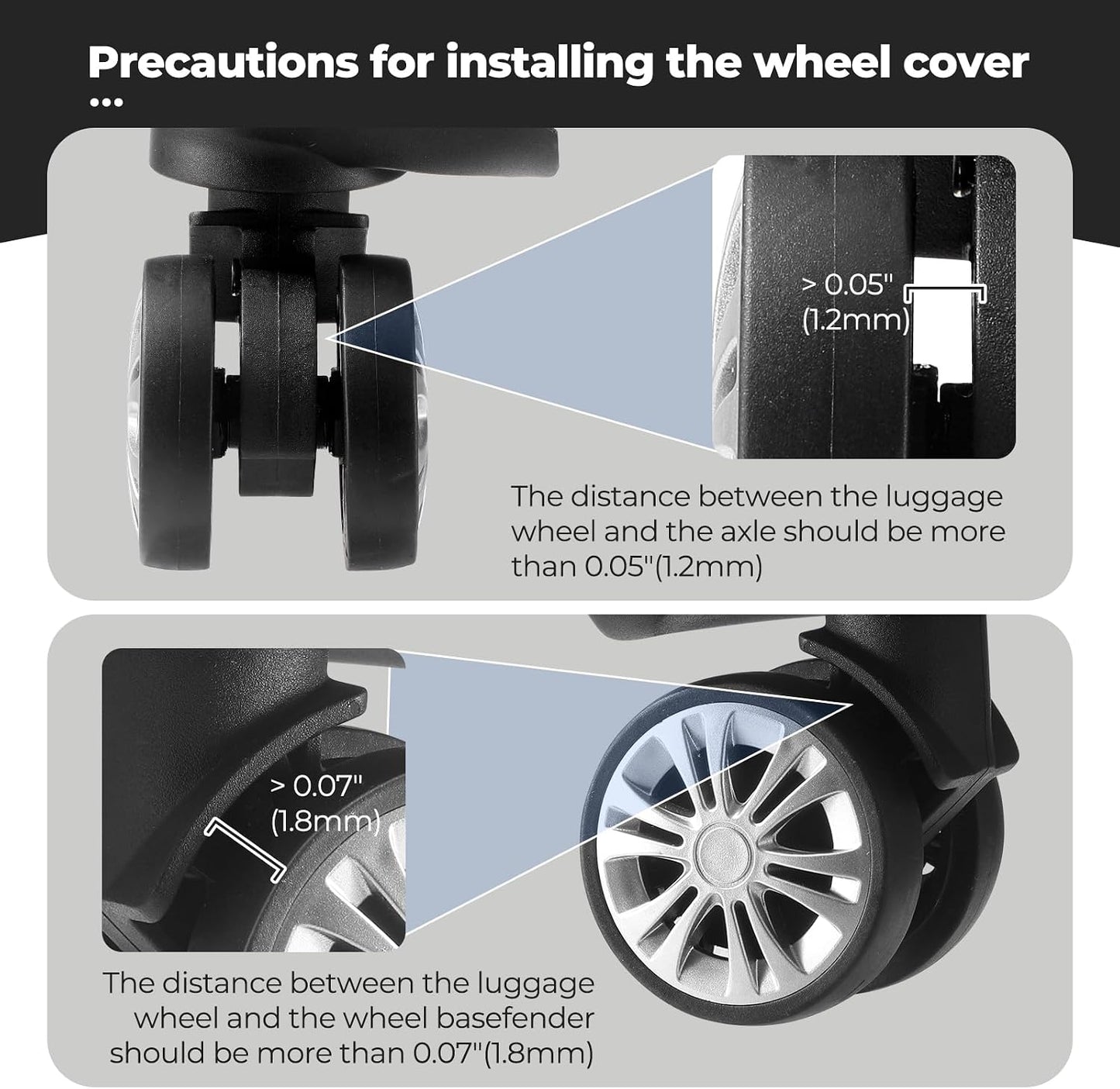 Silicone Luggage Wheel Protector Covers – 8 Pack
