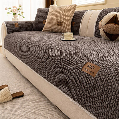 Plush Bubble-Fleece Non-Slip Sofa Cover