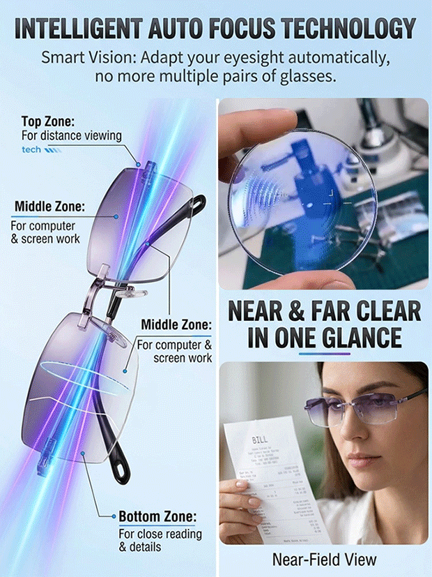 Diamond-Cut Bifocal and Smart-Focus Reading Glasses Set
