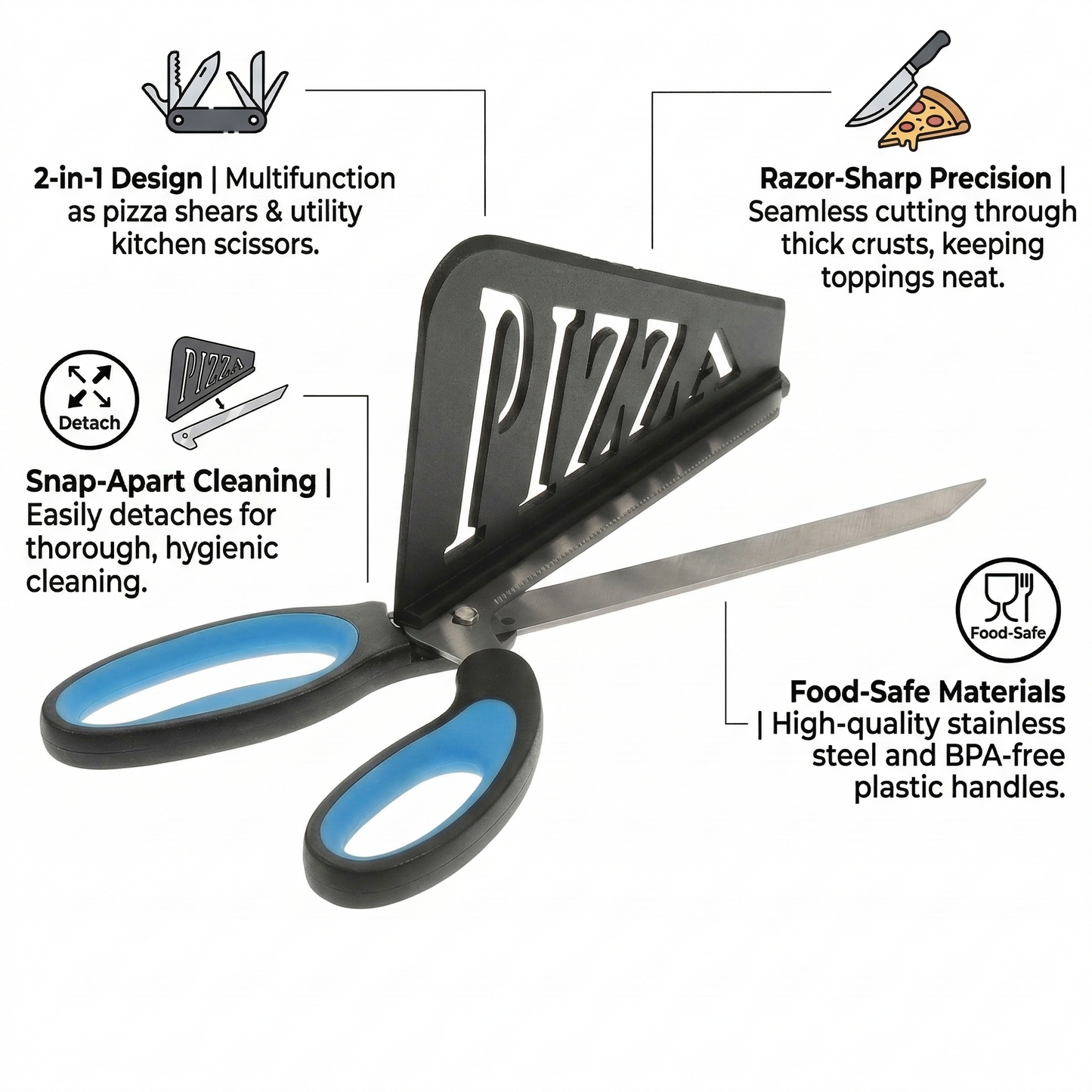 Hot Sale 49% OFF| 3-in-1 Stainless Steel Pizza Scissors
