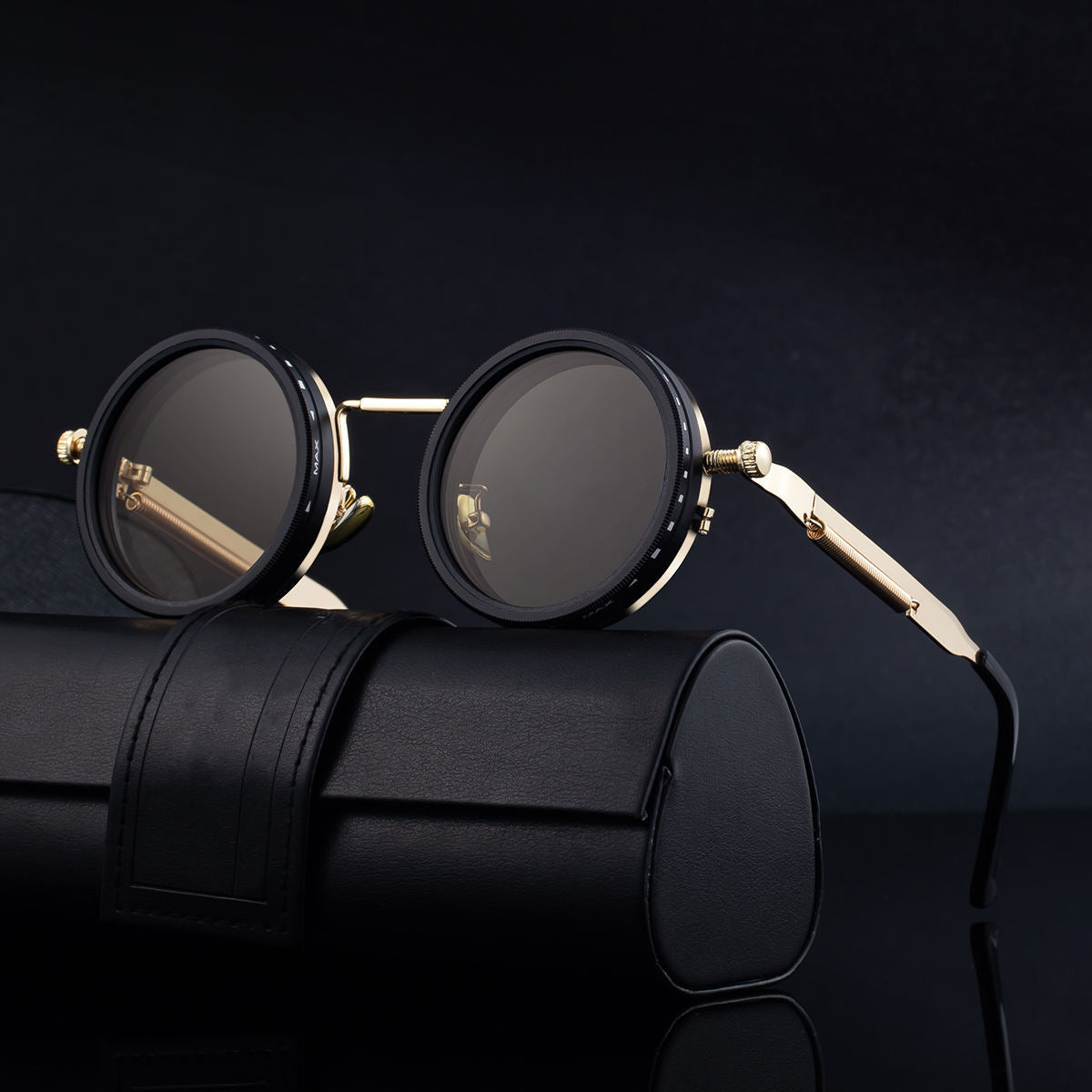 Retro Round Steampunk Polarized Sunglasses – BY-8131 Vintage Metal Frame UV400 Shades for Men & Women