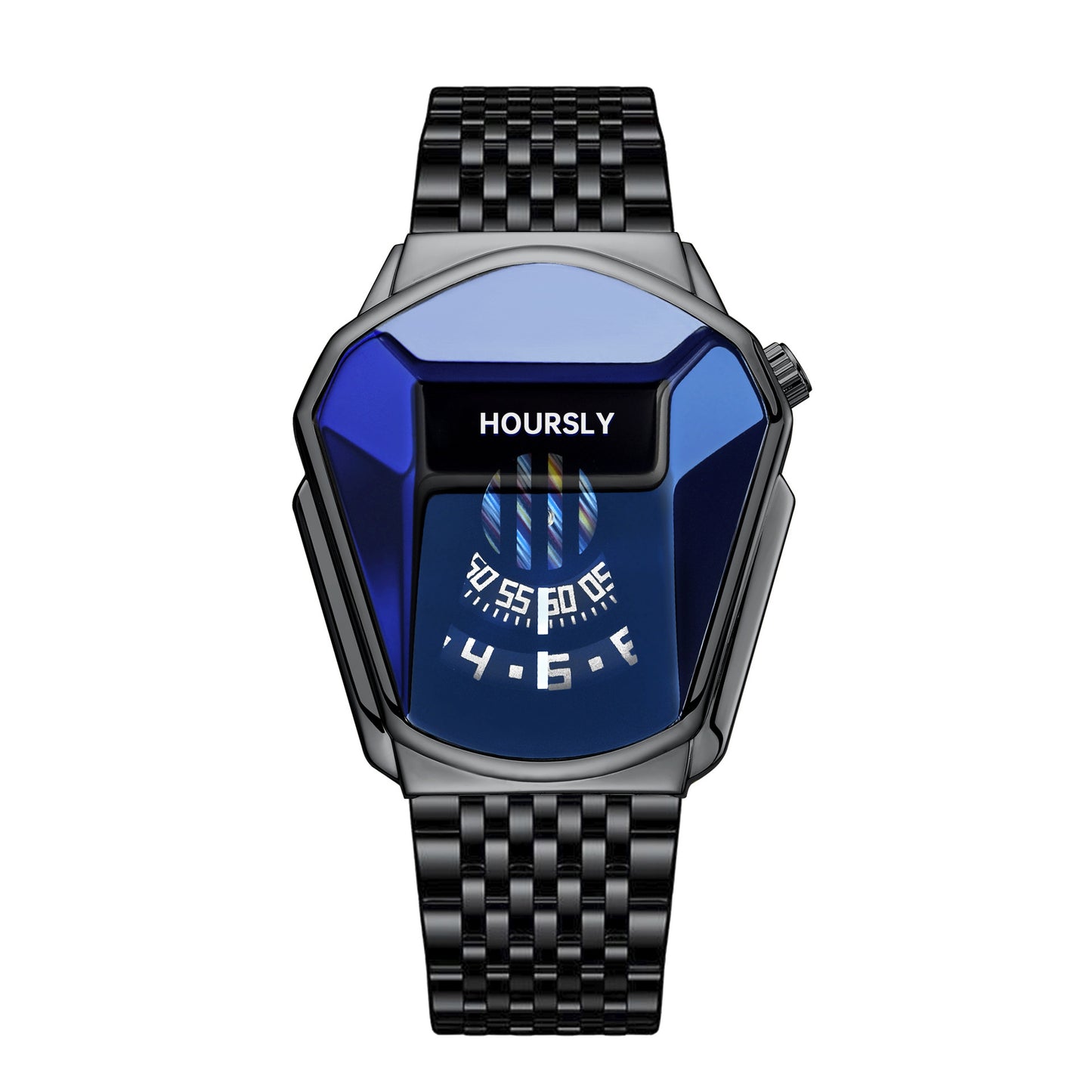 Men's Geometric Digital-Quartz Stainless Steel Watch