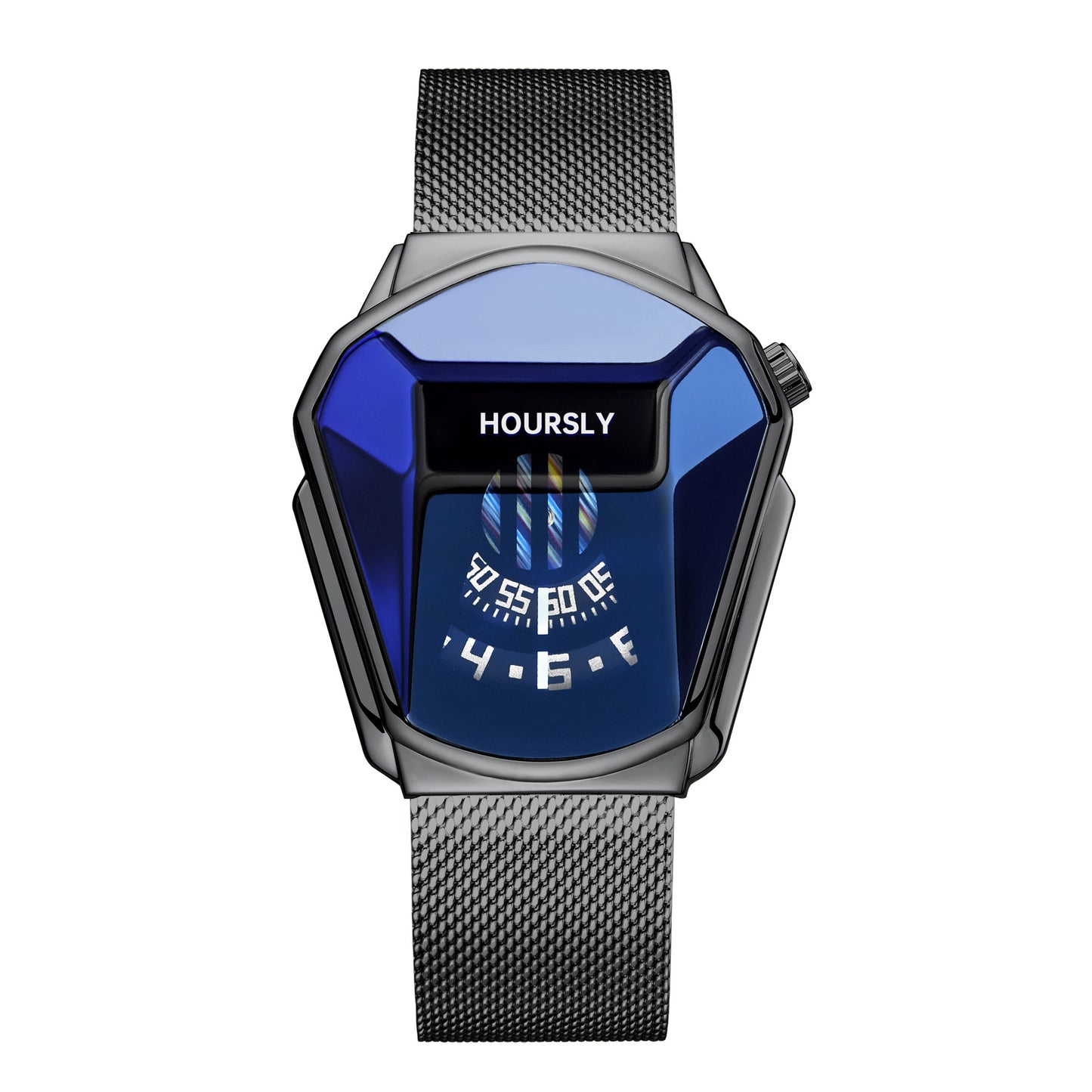 Men's Geometric Digital-Quartz Stainless Steel Watch