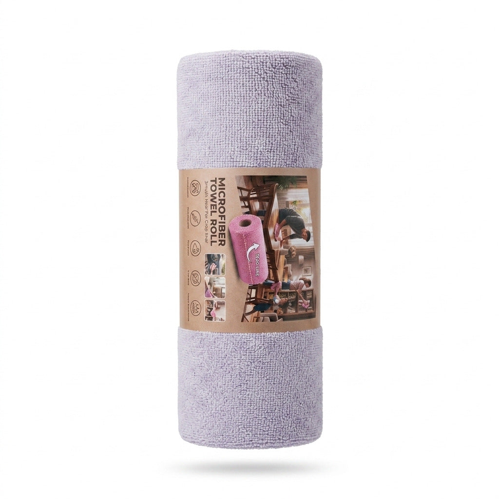 New Easy Tear-Away Microfiber Towel Roll (50-Pack) - Ultra-Absorbent, Eco-Friendly & Lint-Free