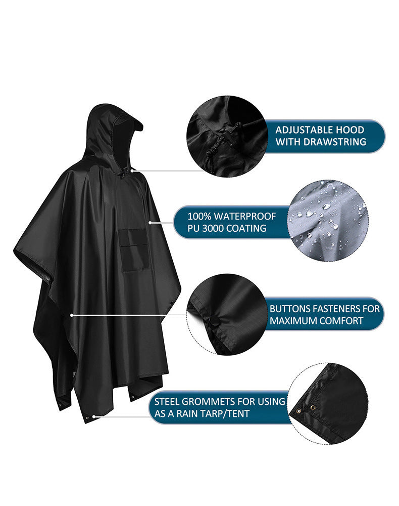 3-in-1 Adult Hooded Rain Poncho with Pocket