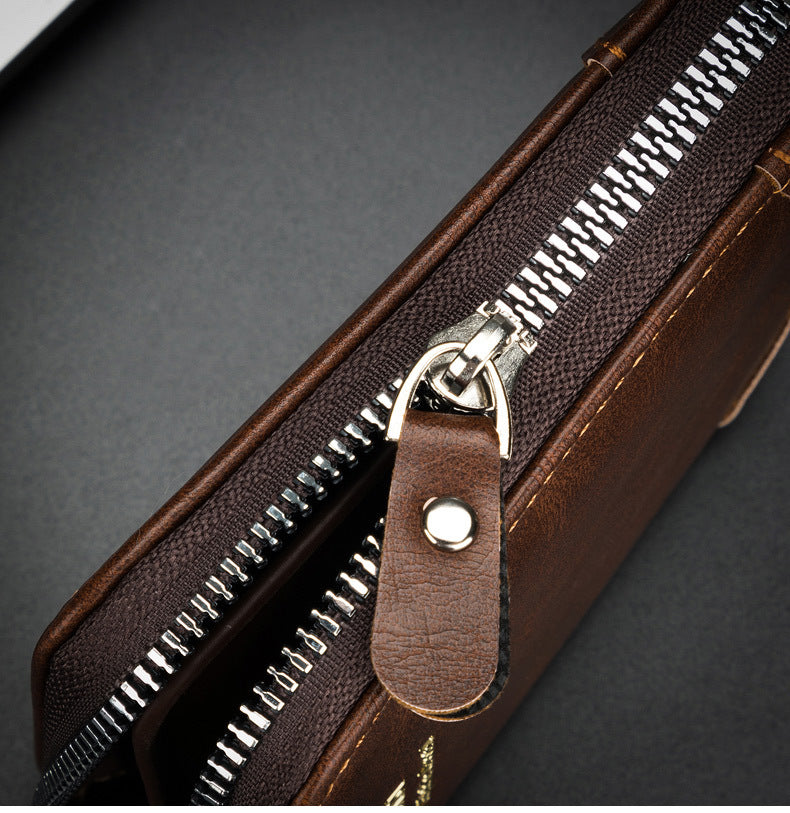 Vintage Minimal Zipper Multifunctional Men Cardholder