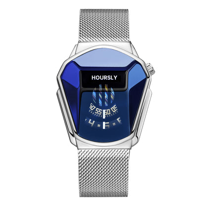 Men's Geometric Digital-Quartz Stainless Steel Watch