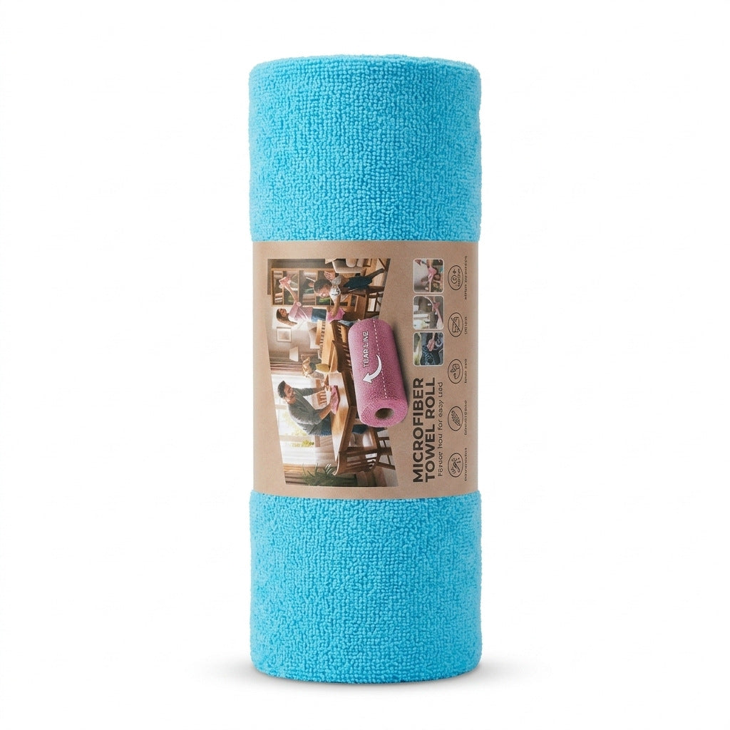 New Easy Tear-Away Microfiber Towel Roll (50-Pack) - Ultra-Absorbent, Eco-Friendly & Lint-Free
