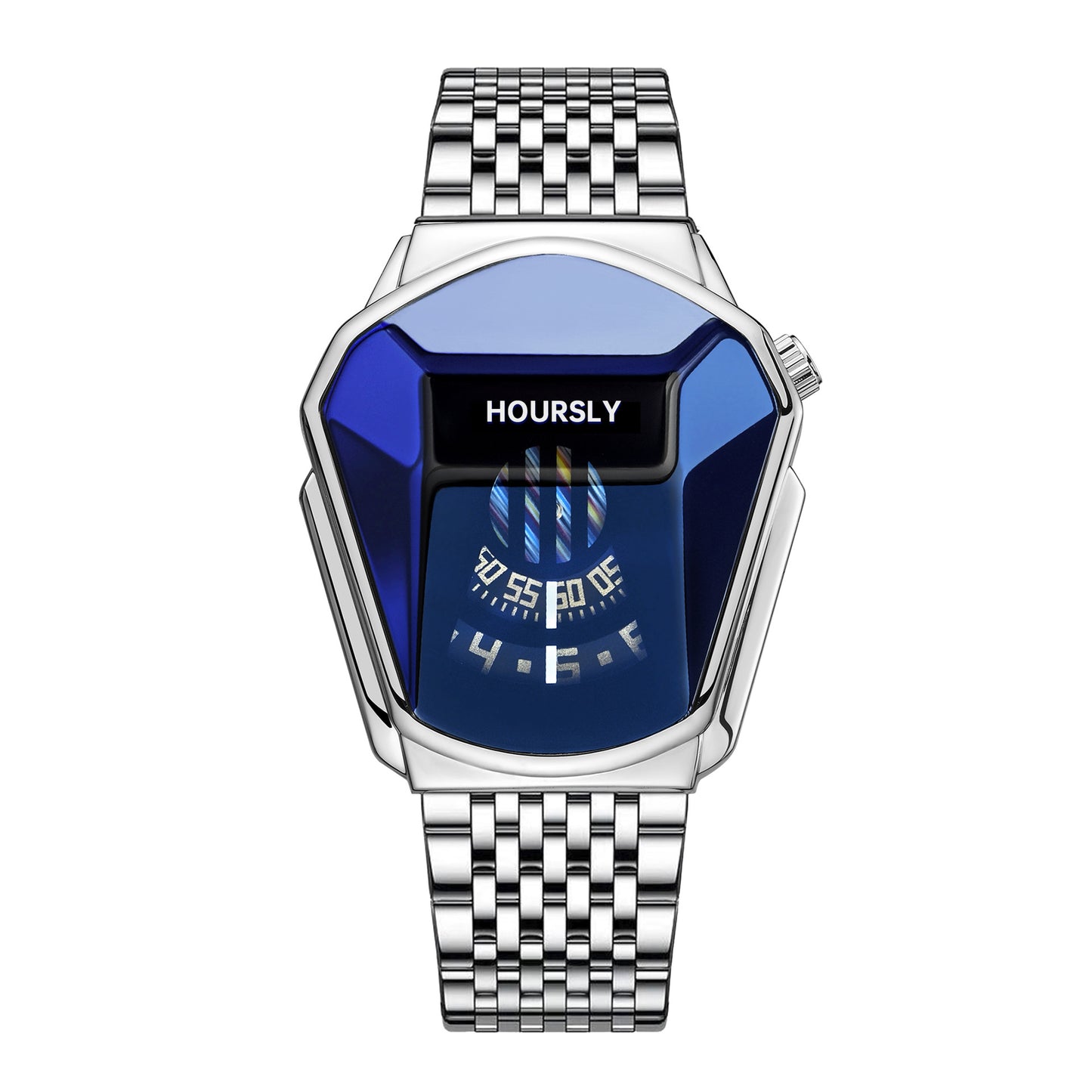 Men's Geometric Digital-Quartz Stainless Steel Watch