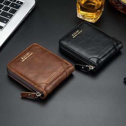 Vintage Minimal Zipper Multifunctional Men Cardholder