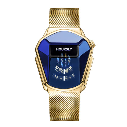 Men's Geometric Digital-Quartz Stainless Steel Watch