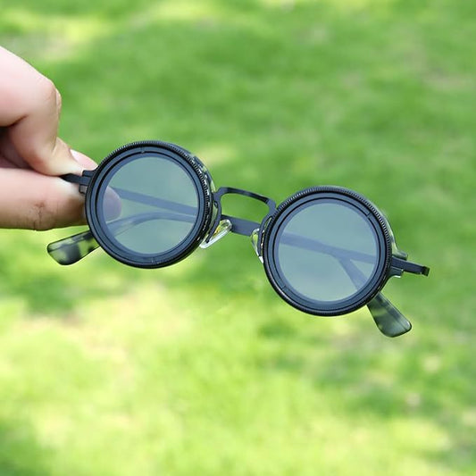Retro Round Steampunk Polarized Sunglasses – BY-8131 Vintage Metal Frame UV400 Shades for Men & Women