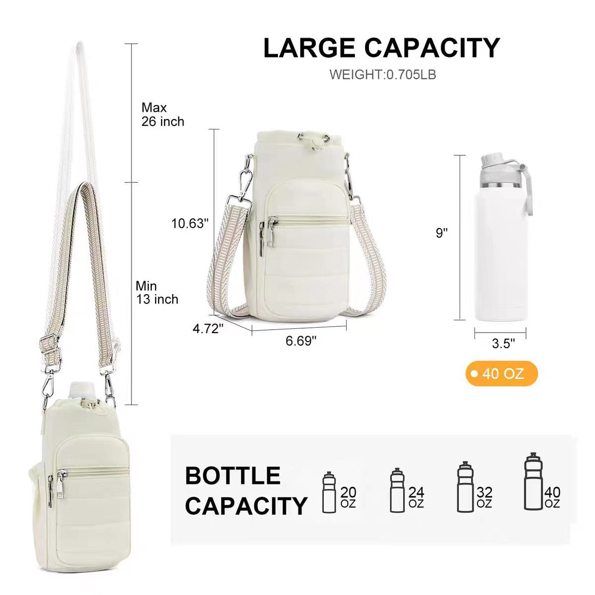 Shoulder Bag with Water Bottle Pocket