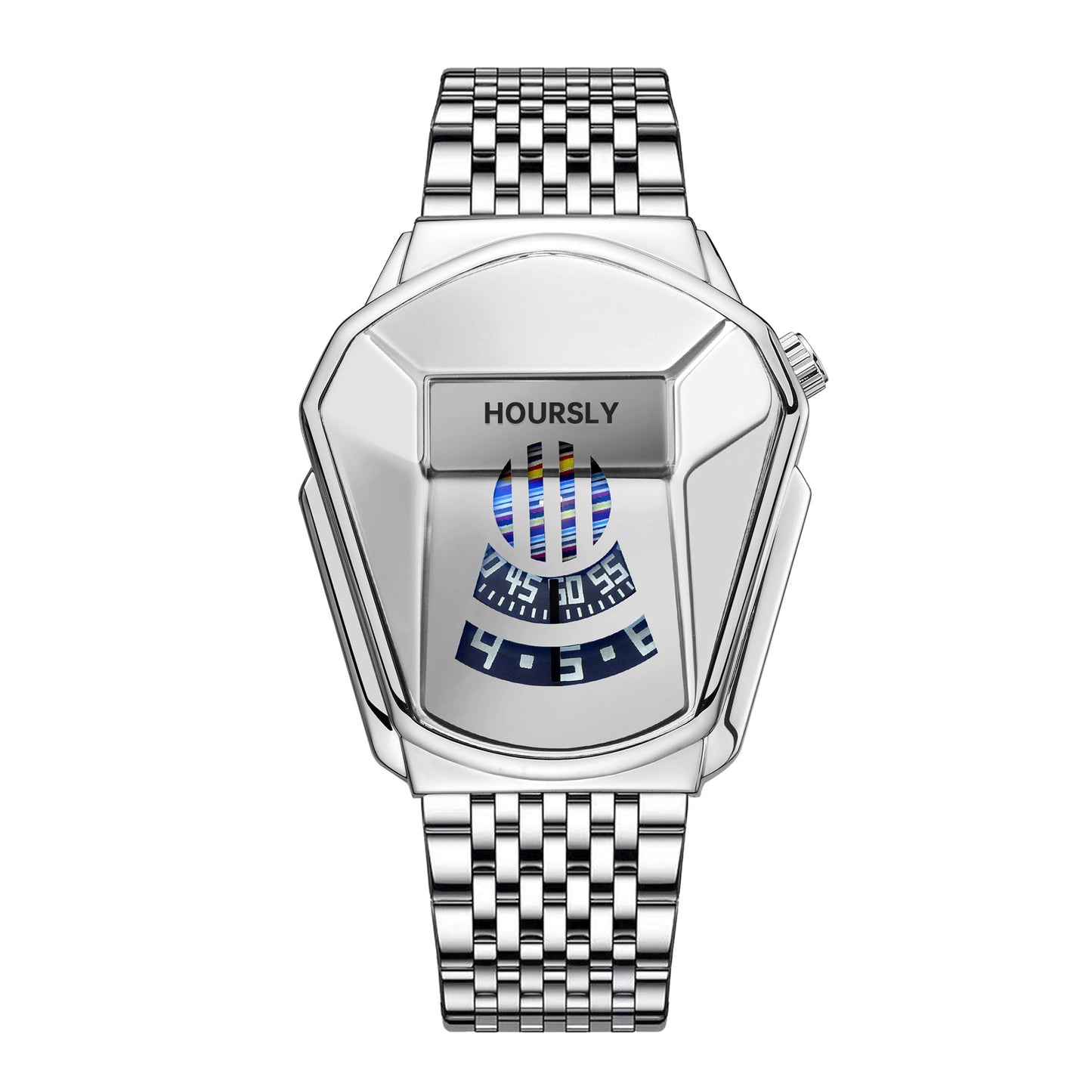 Men's Geometric Digital-Quartz Stainless Steel Watch