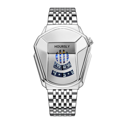 Men's Geometric Digital-Quartz Stainless Steel Watch