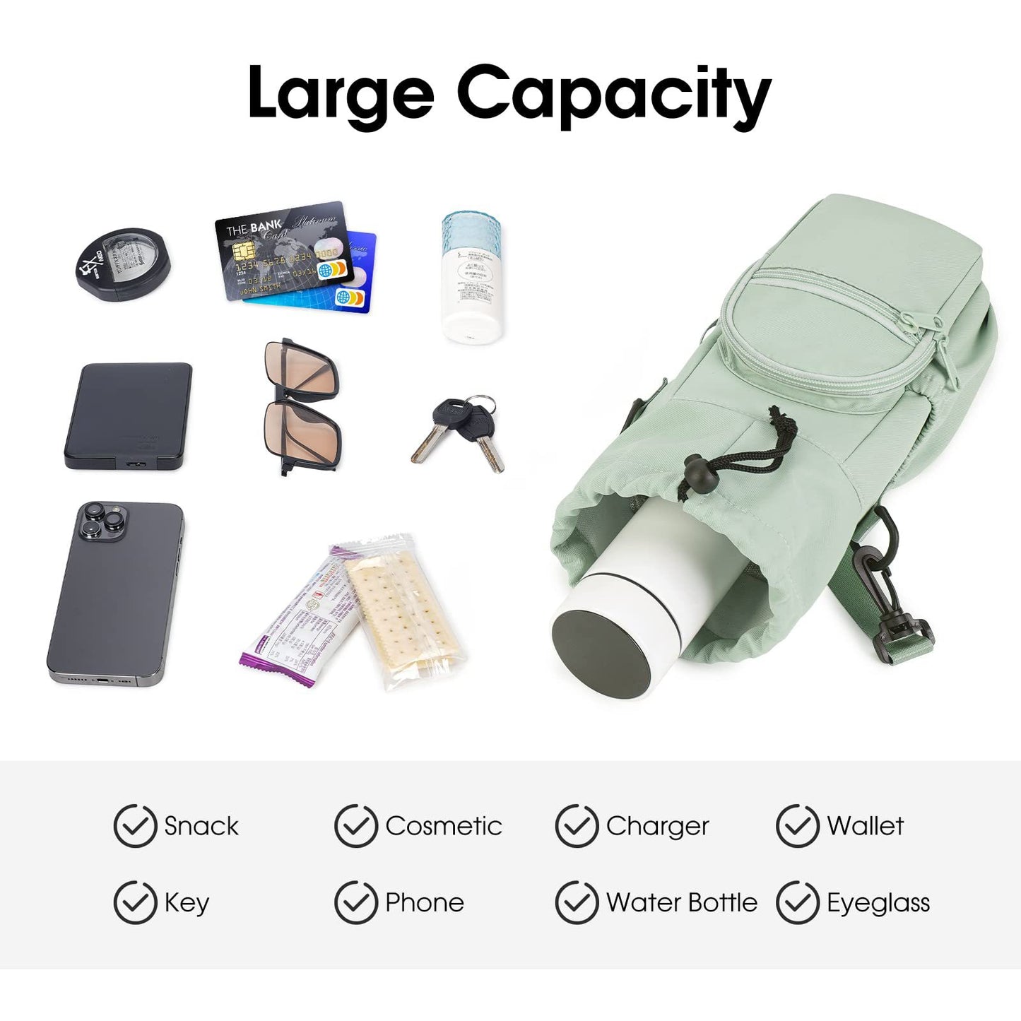 Shoulder Bag with Water Bottle Pocket