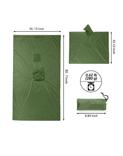 3-in-1 Adult Hooded Rain Poncho with Pocket