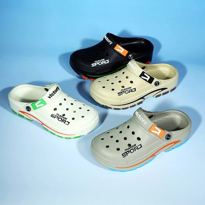 Men's Lightweight EVA Closed Toe Clogs, Summer Indoor & Outdoor Slides Sandals