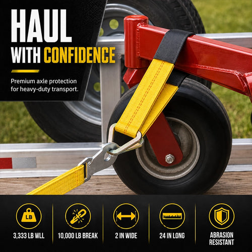 Heavy-Duty 2-Inch Axle Tie-Down Straps – 2 Pack