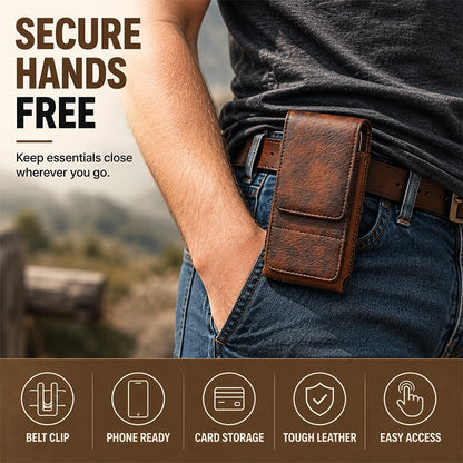 Vertical Belt Phone Pouch with Zipper Pockets