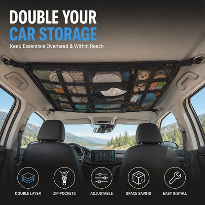 Car Ceiling Cargo Storage Net Organizer