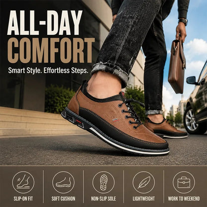 Men’s Two-Tone Leather Casual Walking Shoes