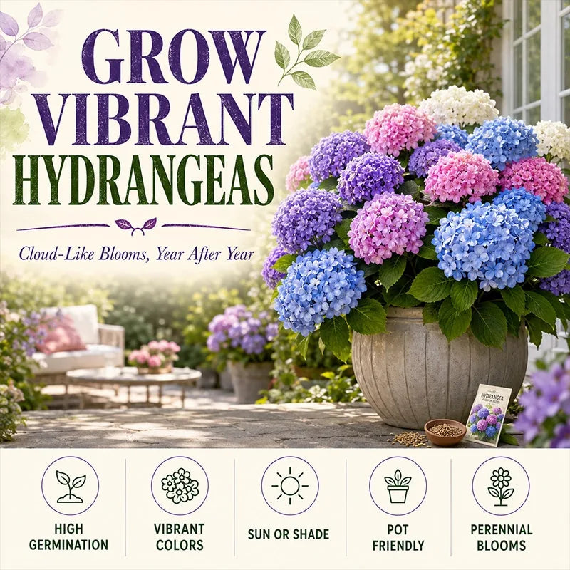 Mixed-Color Hydrangea Seeds – 500-Seed Garden Pack