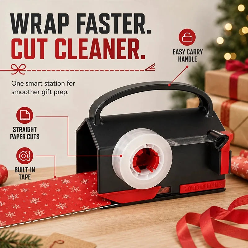 Gift-Wrap Paper Cutter and Tape Dispenser