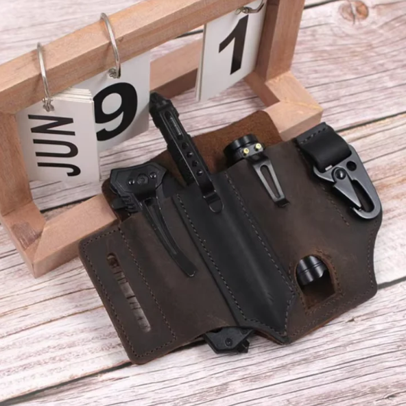 Leather Belt Multitool Pouch Mens Daily Carry Waist Pack