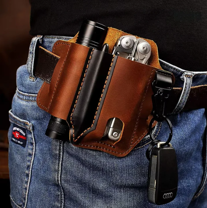 Leather Belt Multitool Pouch Mens Daily Carry Waist Pack