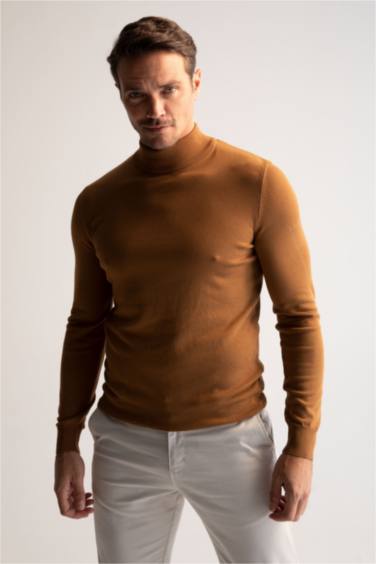 Mens High Neck Slim Fit Long Sleeve T-shirt