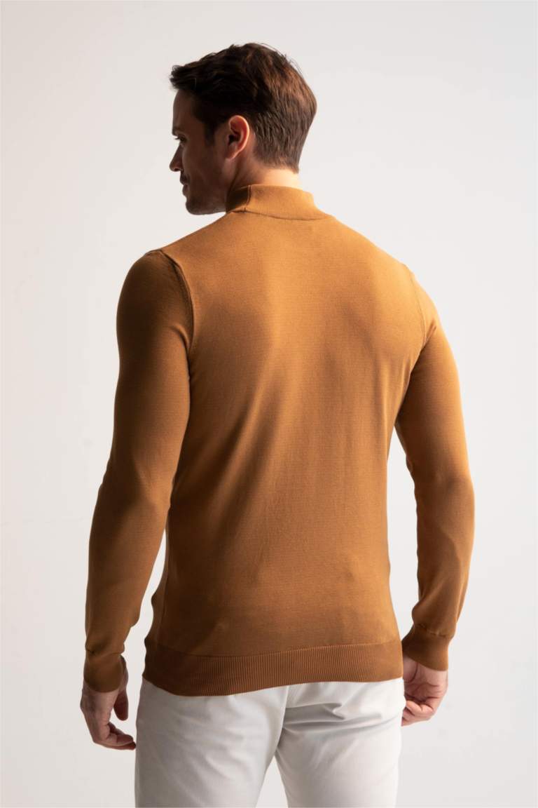 Mens High Neck Slim Fit Long Sleeve T-shirt