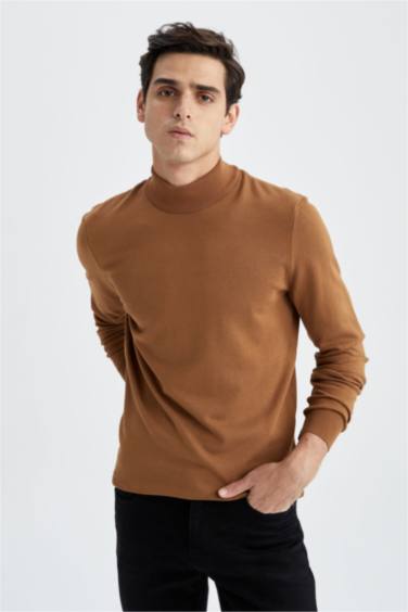 Mens High Neck Slim Fit Long Sleeve T-shirt