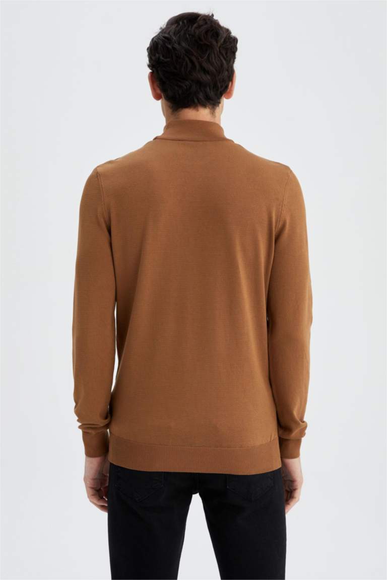 Mens High Neck Slim Fit Long Sleeve T-shirt
