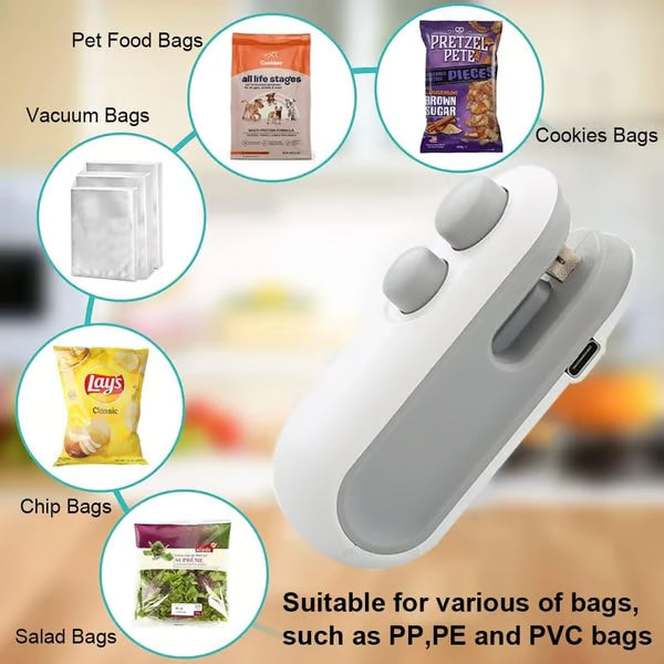 2-in-1 Mini Bag Sealer & Cutter | USB Rechargeable Heat Sealer (offer)