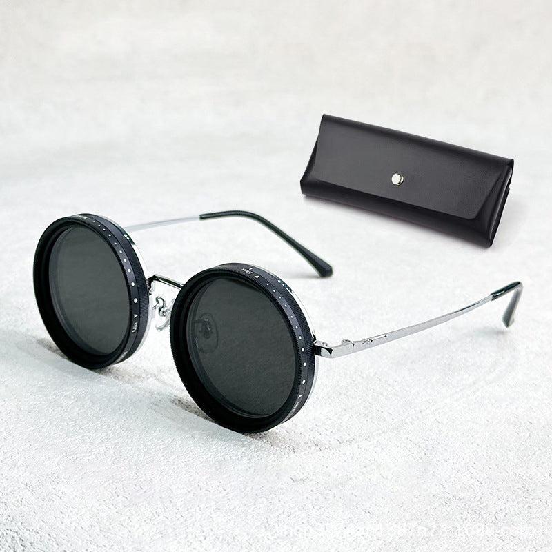 Retro Round Steampunk Polarized Sunglasses – BY-8131 Vintage Metal Frame UV400 Shades for Men & Women