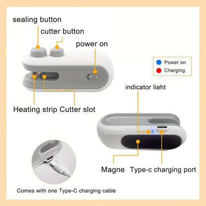 2-in-1 Mini Bag Sealer & Cutter | USB Rechargeable Heat Sealer (offer)