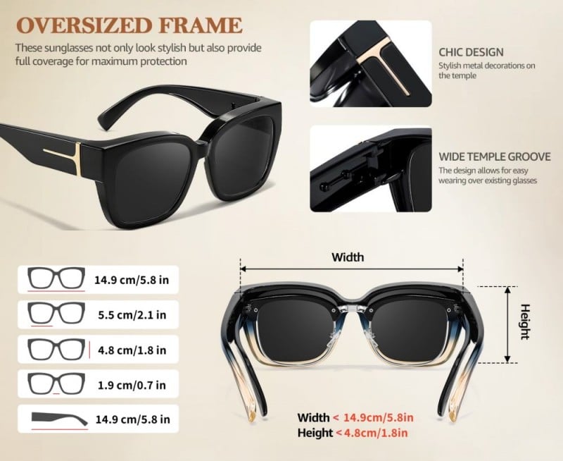 Polarized Fit Over Sunglasses for Women – UV400 Protection Floral Frame Wear Over Prescription Glasses