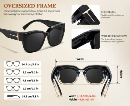 Polarized Fit Over Sunglasses for Women – UV400 Protection Floral Frame Wear Over Prescription Glasses