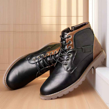 Quality Shoes for Men 2026 Botines - Men's Casual Pointed Toe Leather Lace-Up Ankle Work Boots