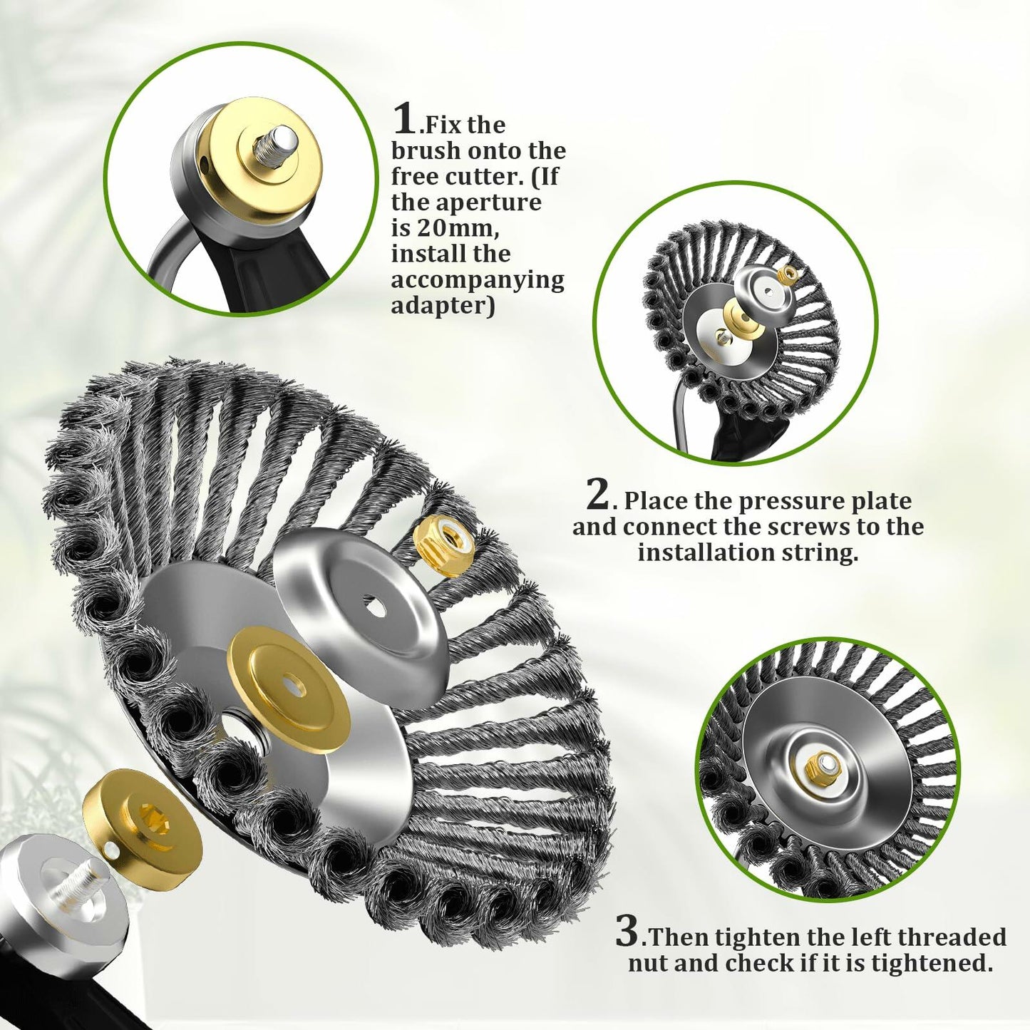 chiccorsa – 360° Carbon Steel Wire Brush Cutter Head 6"