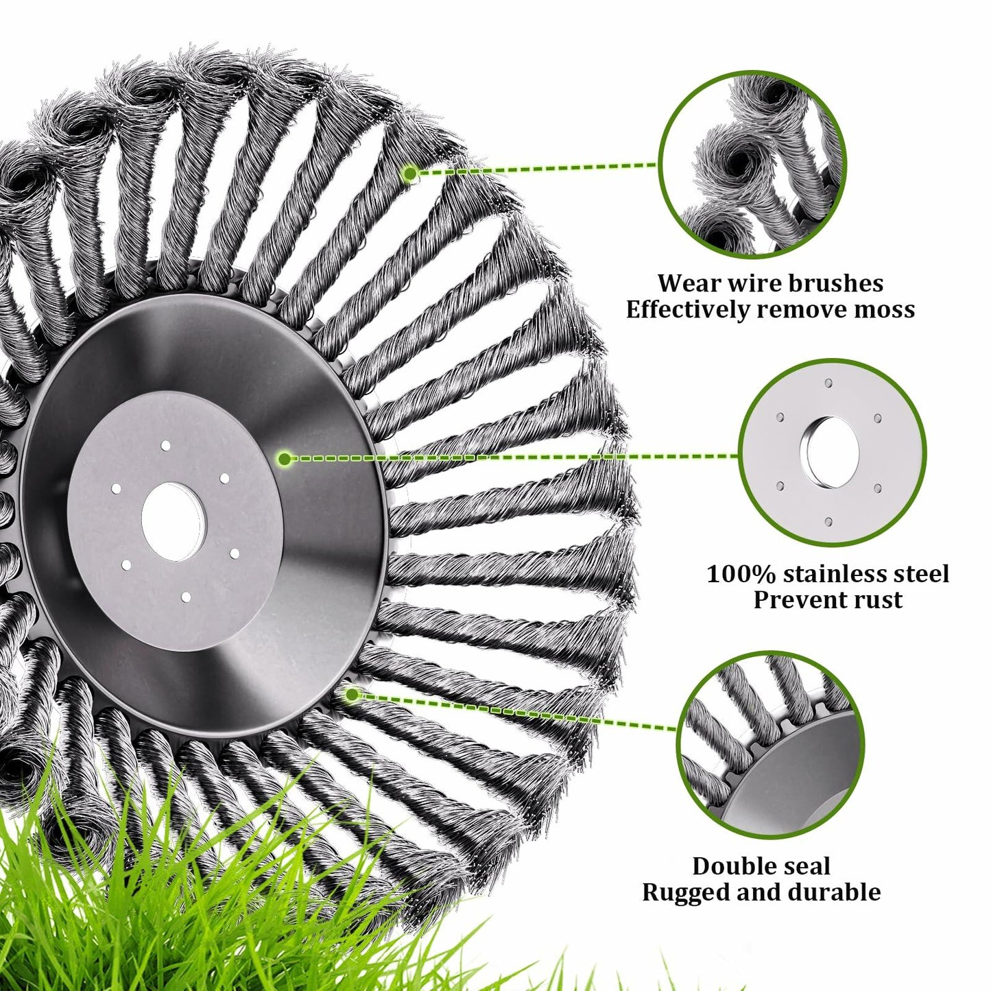 chiccorsa – 360° Carbon Steel Wire Brush Cutter Head 6"