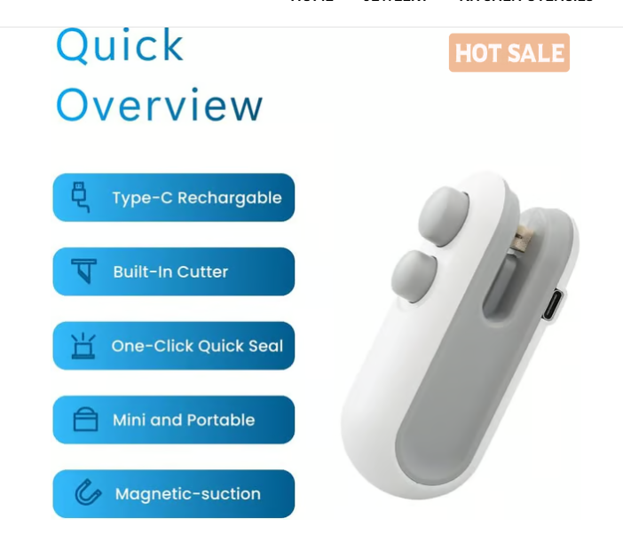 2-in-1 Mini Bag Sealer & Cutter | USB Rechargeable Heat Sealer (offer)