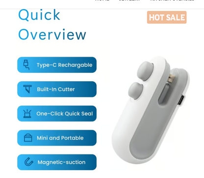 2-in-1 Mini Bag Sealer & Cutter | USB Rechargeable Heat Sealer (offer)